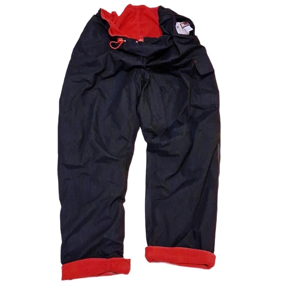 New York Classics Black Red Fleece Lined Nylon Snowpants Mens 18 Reversible - Picture 2 of 8